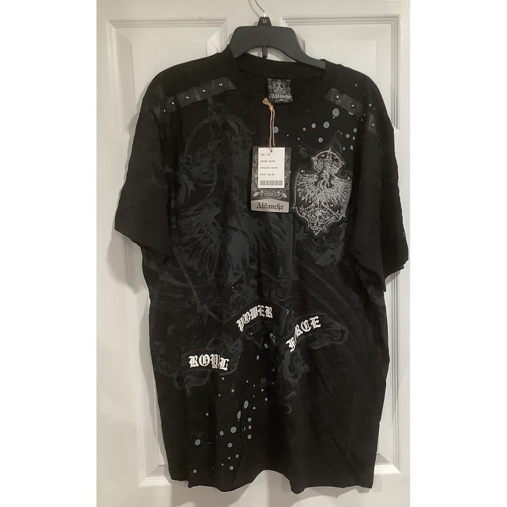 Vntg Ablanche Royal Power Force Black  Heavy Cotton Graphic Shirt Men's sz 2XL